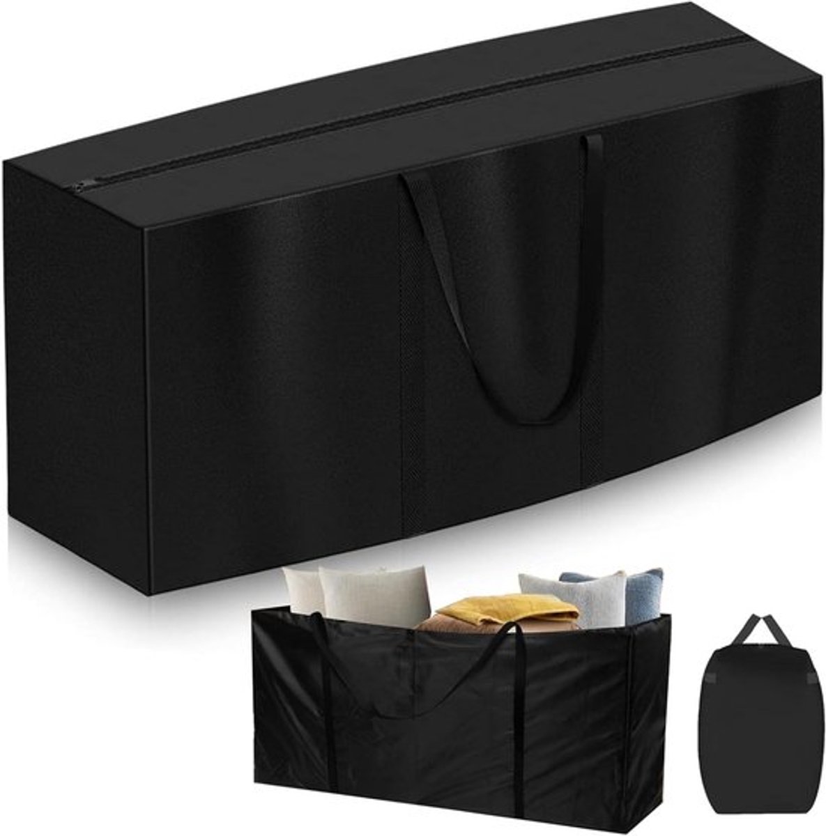 Opbergzak voor Tuinkussens 173 x 76 x 51 cm Waterdicht, Duurzaam en Scheurvast met Handvat voor Buitengebruik, Zwart