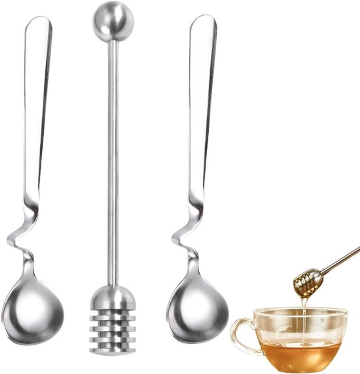 RVS Lepels voor Jam, Honing en Yoghurt - Set van 2 Stuks, Ideaal voor Syrup en Roeren
