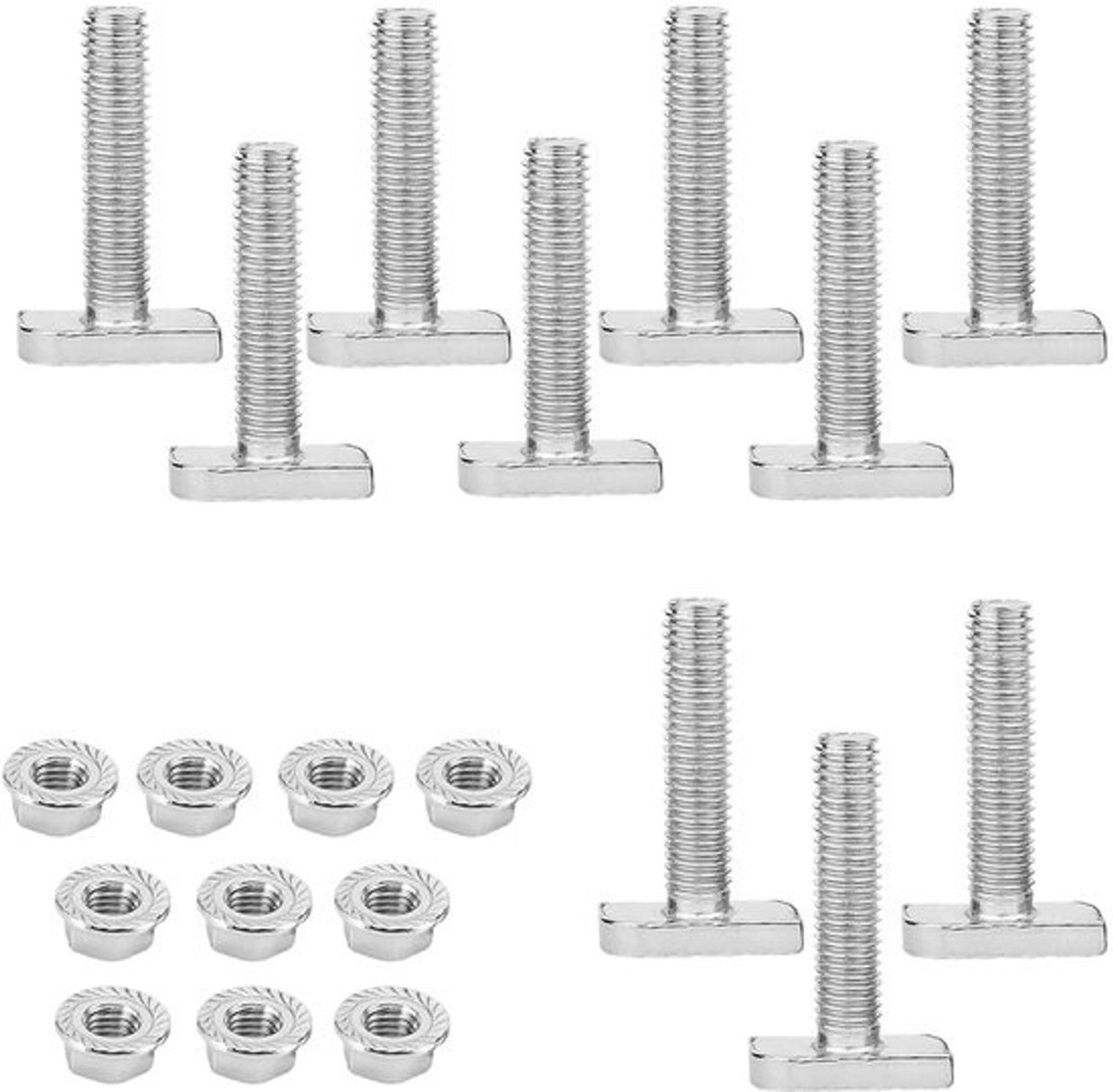 Set van 10 hamerkopbouten M8 x 30 mm roestvrij staal A2-70 voor zonnepanelen en kasconstructies, duurzaam en weerbestendig