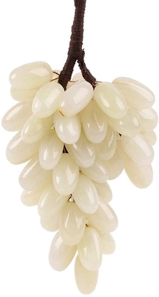 Ornamenten Natuurlijke Jade Druiven - Decoratieve Beeldjes - Duurzaam Materiaal - Glanzend en Gepolijst - Interieur Decoratie - Perfect voor Thuis en Kantoor