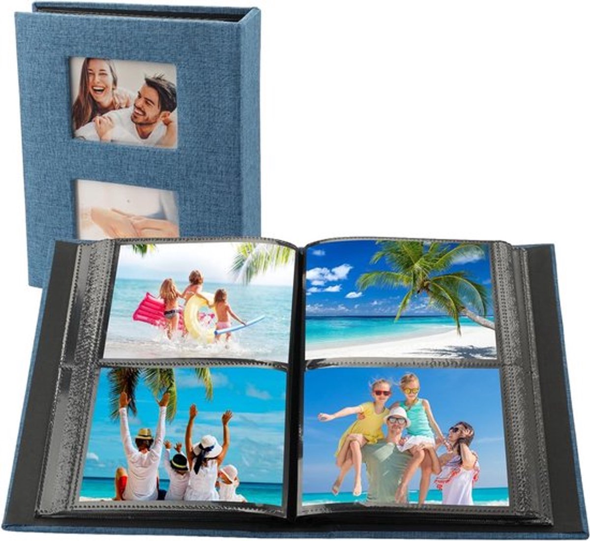 Linnen Fotoalbum voor 200 Foto's van 10 x 15 cm - Ideaal voor Bruiloften en Familieherinneringen in Blauw