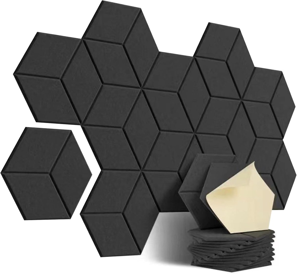 Akoestische panelen - Y-vormige zelfklevende akoestische wandpanelen - geluidswerende panelen voor kantoren - opnamestudio's - thuisbioscopen - enz. 12 stuks (zwart)