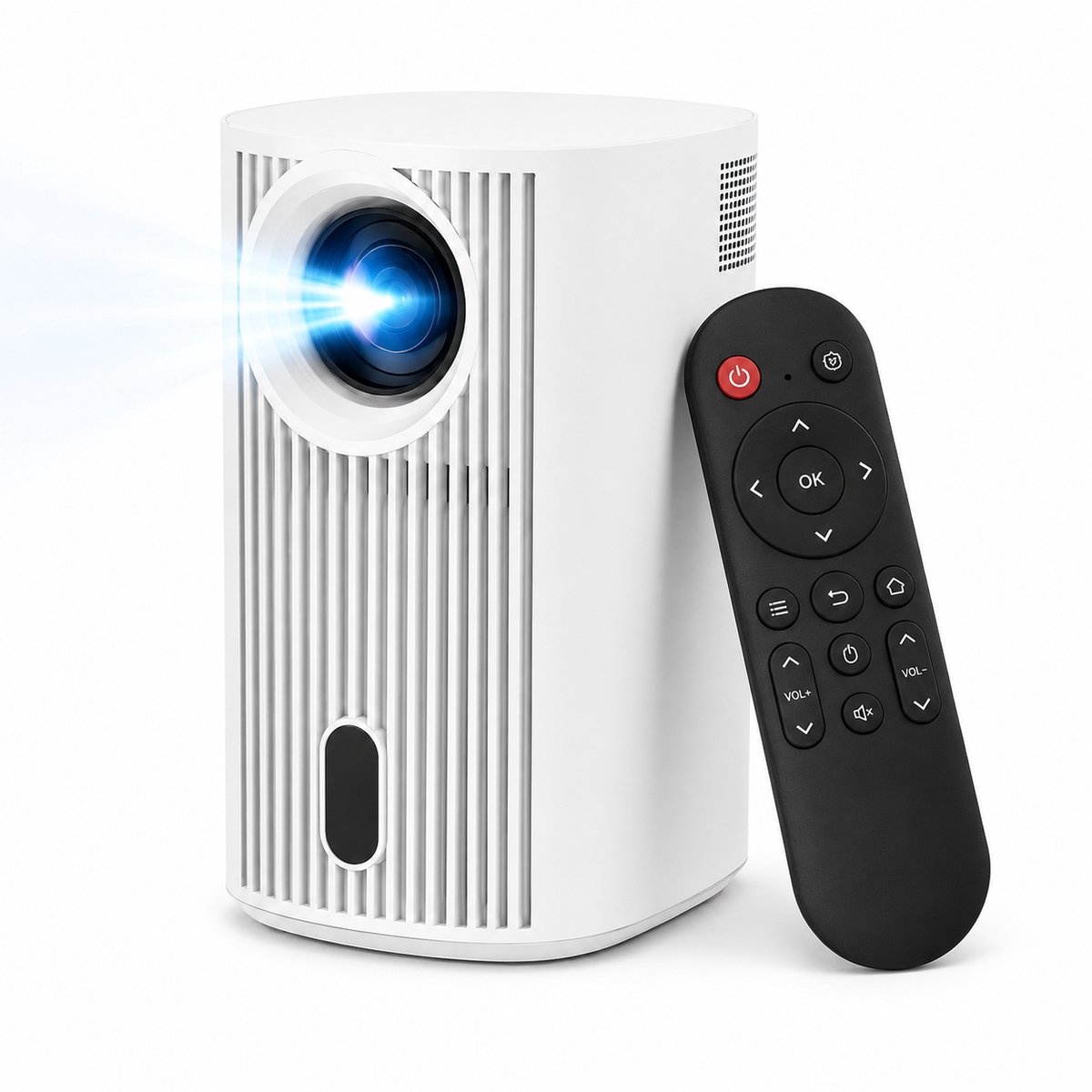 Mini Beamer - Full HD 1080P - 4K Ondersteuning - Android 11 - WiFi 6 & Bluetooth 5.4 - 200 ANSI - Thuisbioscoop - Wit