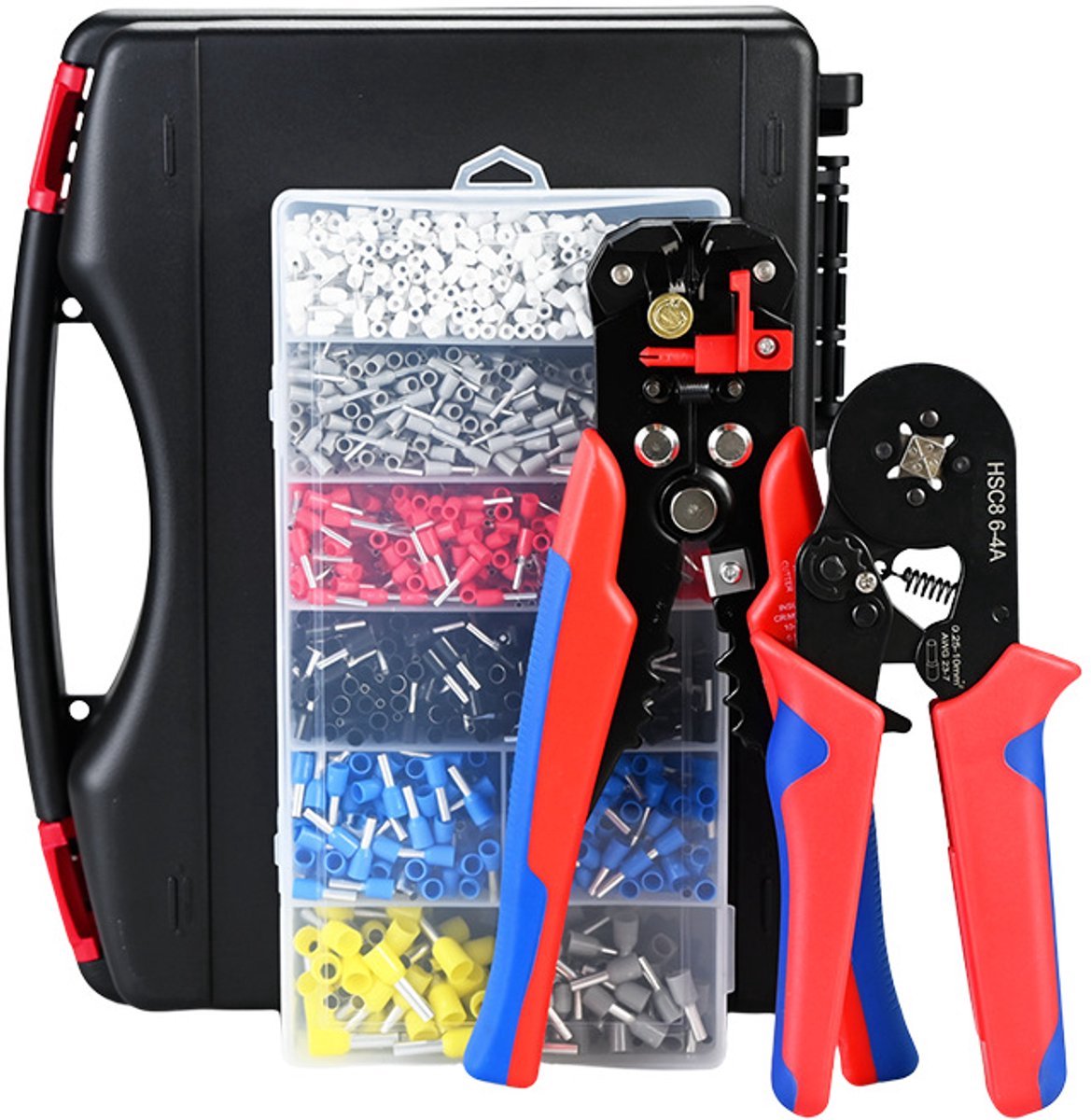 Casalora Krimptang & Striptang Set – 1900 Adereindhulzen – Krimptang Set voor Kabelschoenen – Inclusief Opbergdoos