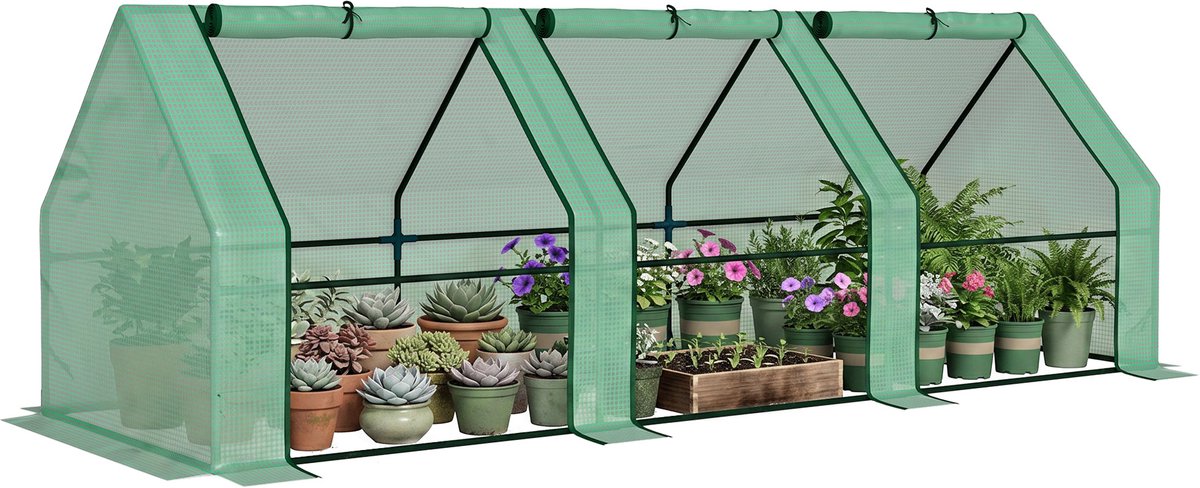 Outsunny Mini Kas - PE - 270x90x90cm - Groen