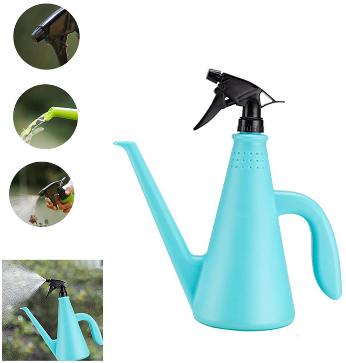 Tuingieter - Handsproeier - Multifunctionele gieter - Gieterfles - Sproeier - Bewateringsapparaat - Met handvat - 29,5*12*27,5 cm - Geschikt voor binnen- en buitenplanten, balkons, terrassen, tuinen, enz. - Blauw