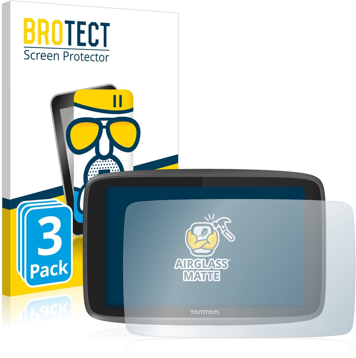 BROTECT - Screenprotector voor TomTom Go Professional 6250 - Folie Beschermfolie Beschermglas matte 3 Stuks