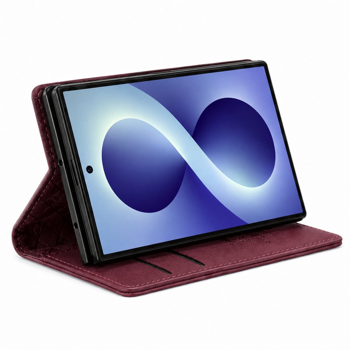 Caseme, Leren Hoesje Geschikt voor Samsung Galaxy Z Fold 8 Anti-RFID Pashouder en Standaard, Rood