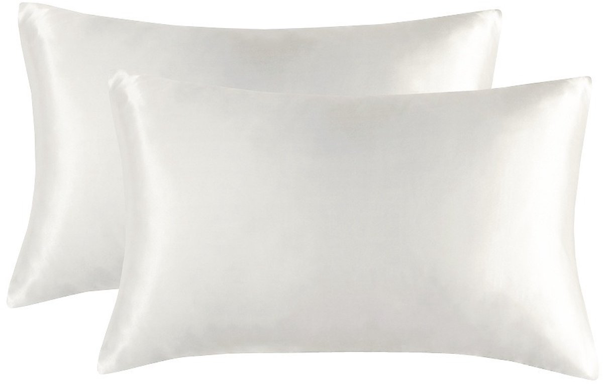 Simulatie zijde kussenslopen set van 2 stuks - 30x45cm - duurzaam - comfortabel-Wit