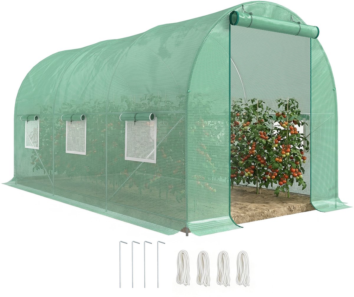 Folietunnel kas - 4.5x2x2 m - 6 ramen + deur - verzinkt staal