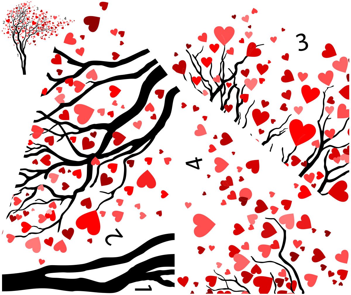 Ambiance Sticker Muurstickers - Hartenboom - Transparante achtergrond - 110x130cm Multi color