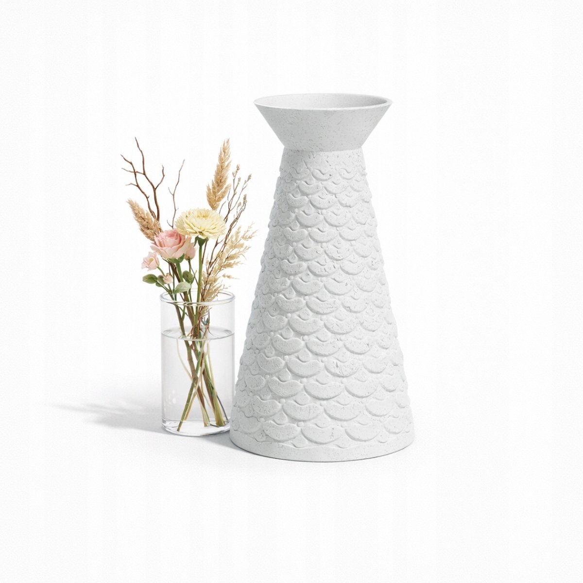 Decoratieve Kegelvormige Vaas met Geometrisch Patroon - Veel Kleuren