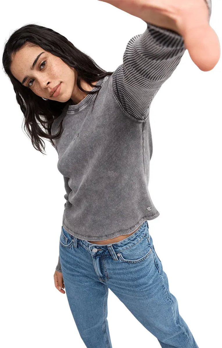 Roxy Dont Cut Star Top Met Lange Mouwen Grijs M Vrouw
