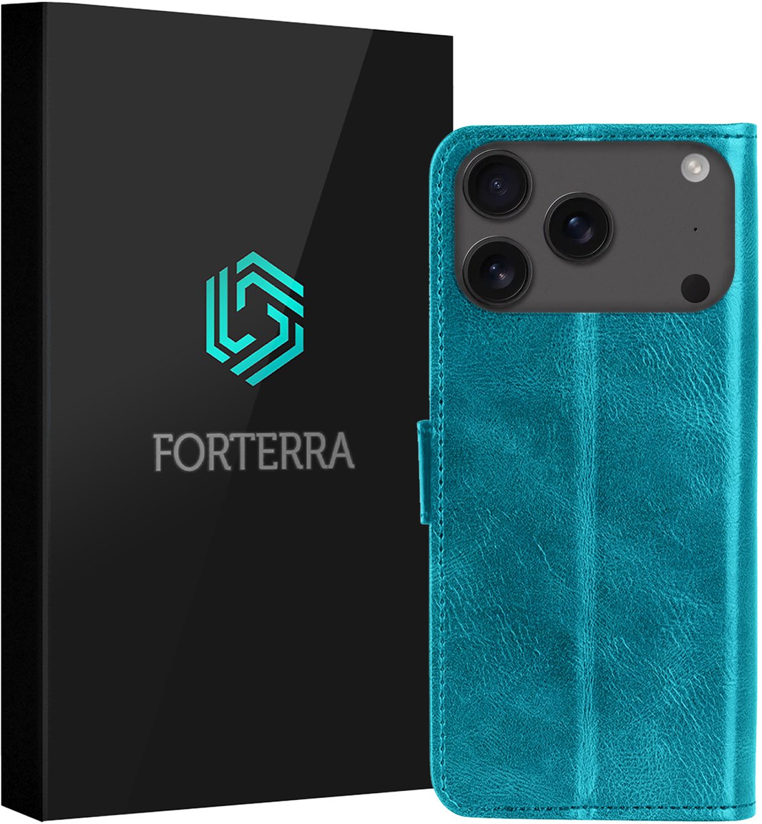 Hoesje Geschikt voor Apple iPhone 18 Pro - Luxe Bookcase - Walletcase Hoes - Portemonnee - Cover - Turquoise