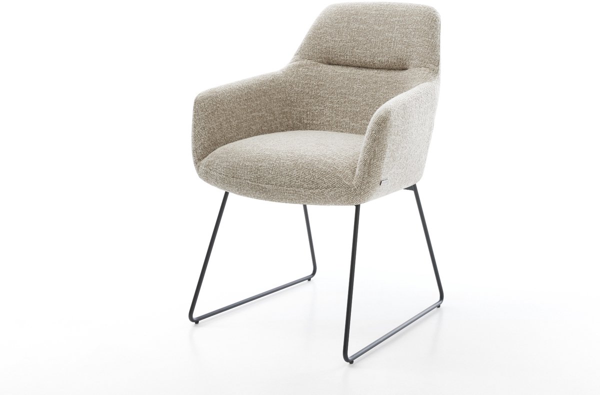 Gestoffeerde-stoel Pejo-Flex slipframe zwart geweven stof beige pocketveer kern