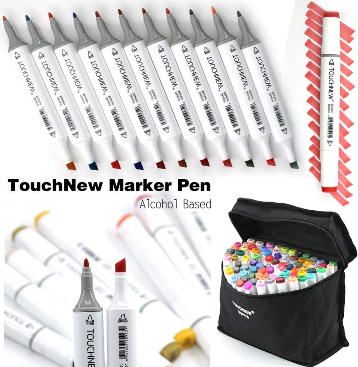 White Twin Marker Pen,Anime Markers Graffiti School Supplies,Art Sketch Twin Marker Pens Broad Fine Point Graphic Pen - ShopVlot