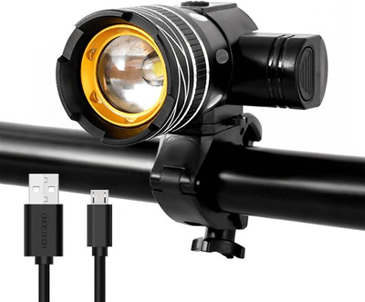 Fietslicht T6 Led Bike Koplamp USB Oplaadbare Aluminium Waterdichte Bike Accessoire,Night Fietsen Lichten - ShopVlot