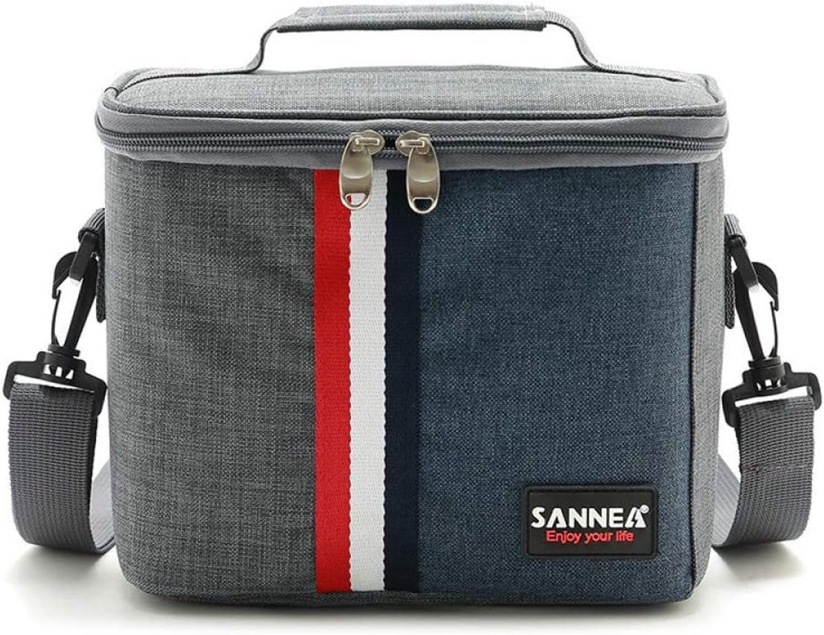 insulation bag Denim Stripes When Lunchbox Waterproof Lunch Bag Outdoor Folding Fresh Ice Bag Dimensions 23 x 14 x 18 - ShopVlot
