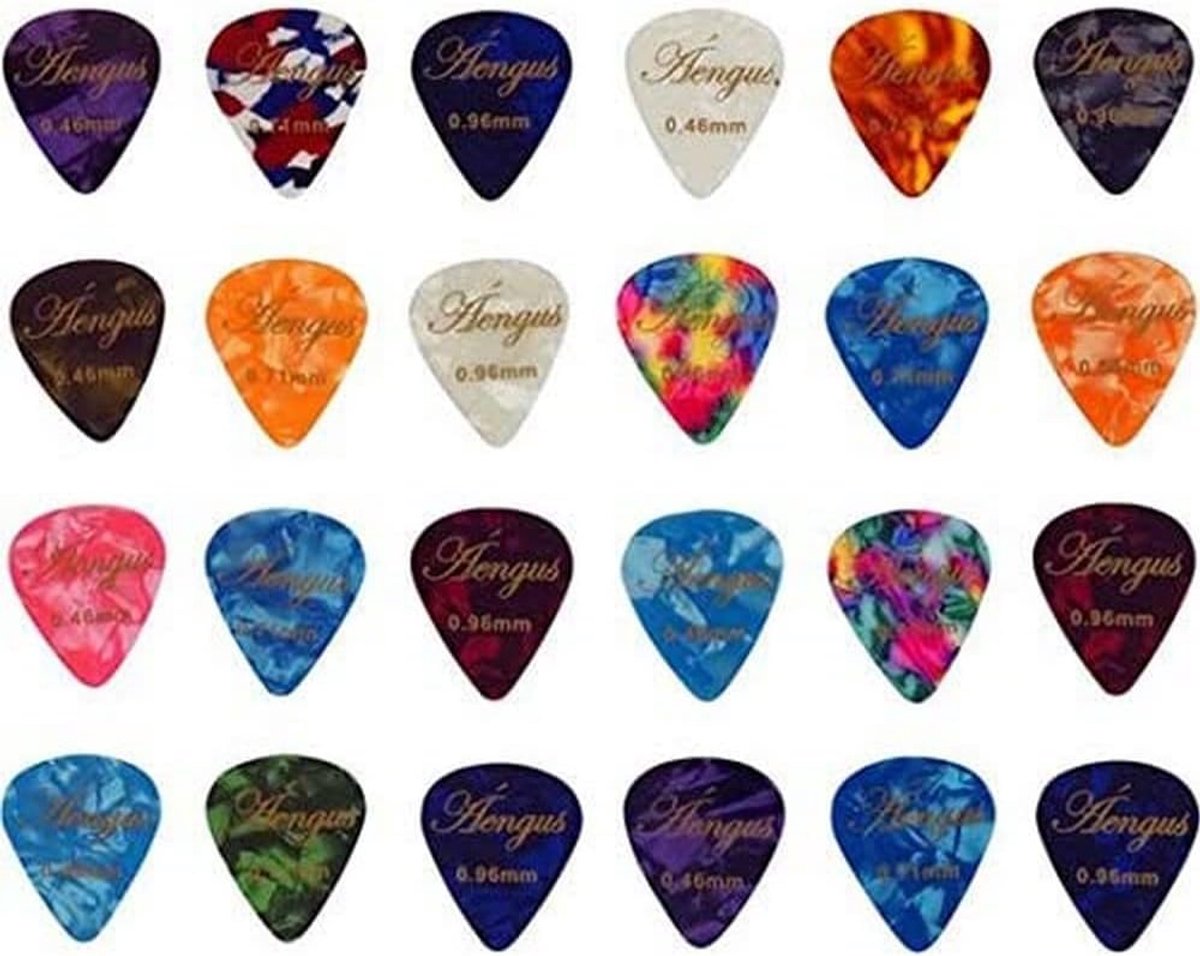 Plectrum set - 24 Celluloid picks in the thicknesses thin 0.46, medium 0.71 and thick 0.96 mm - ShopVlot