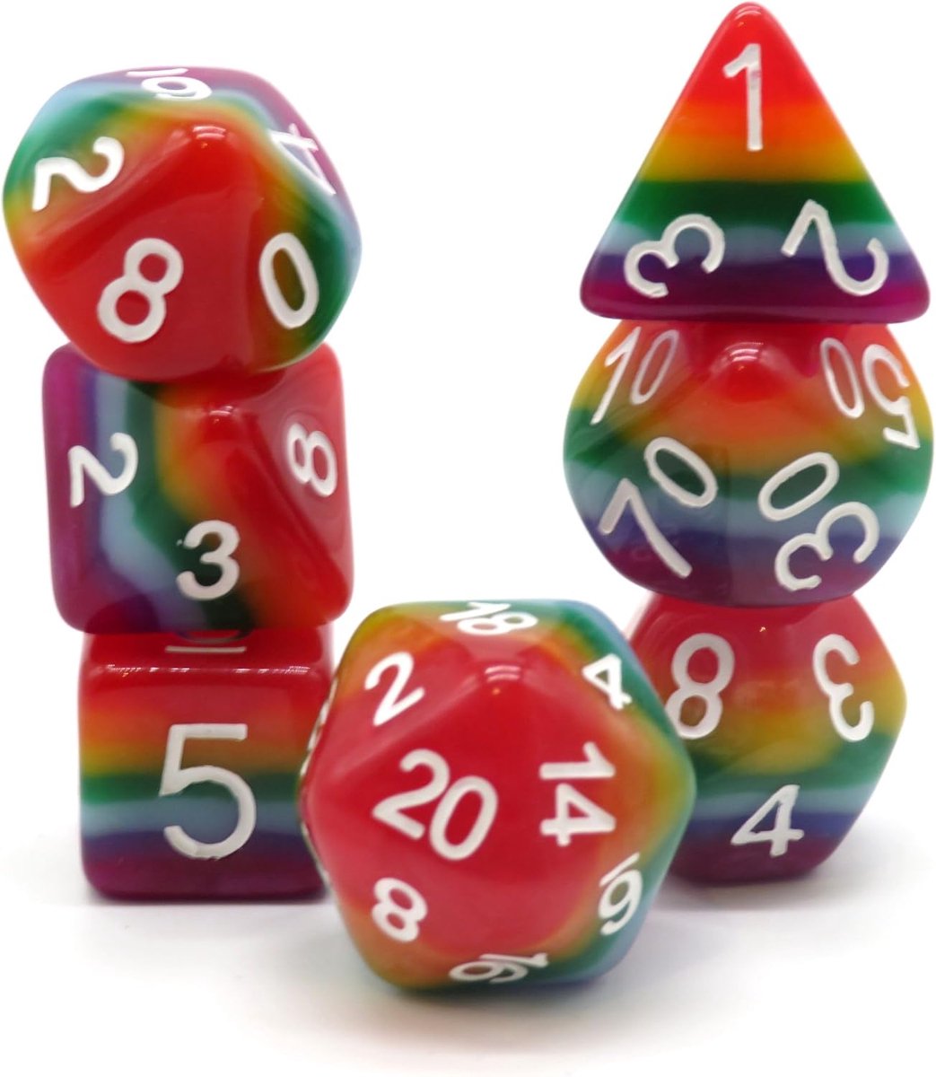 Full Rainbow Polyset Dice - Dungeons and Dragons - Polyhedral & RPG Dice - D&D Dice - ShopVlot