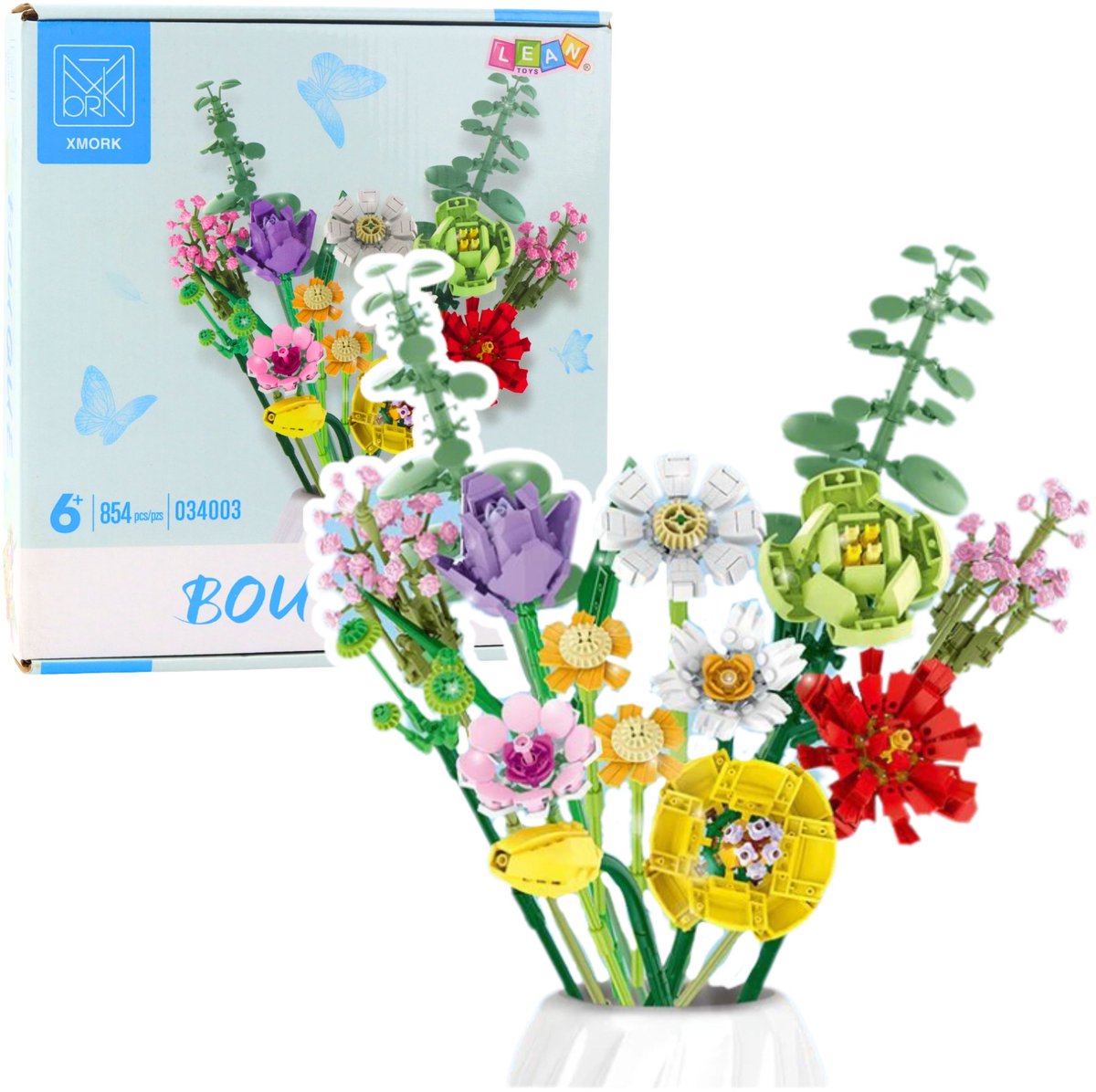 Bouwblokken Decoratief Boeket Van Kleurrijke Bloemen 854 St.