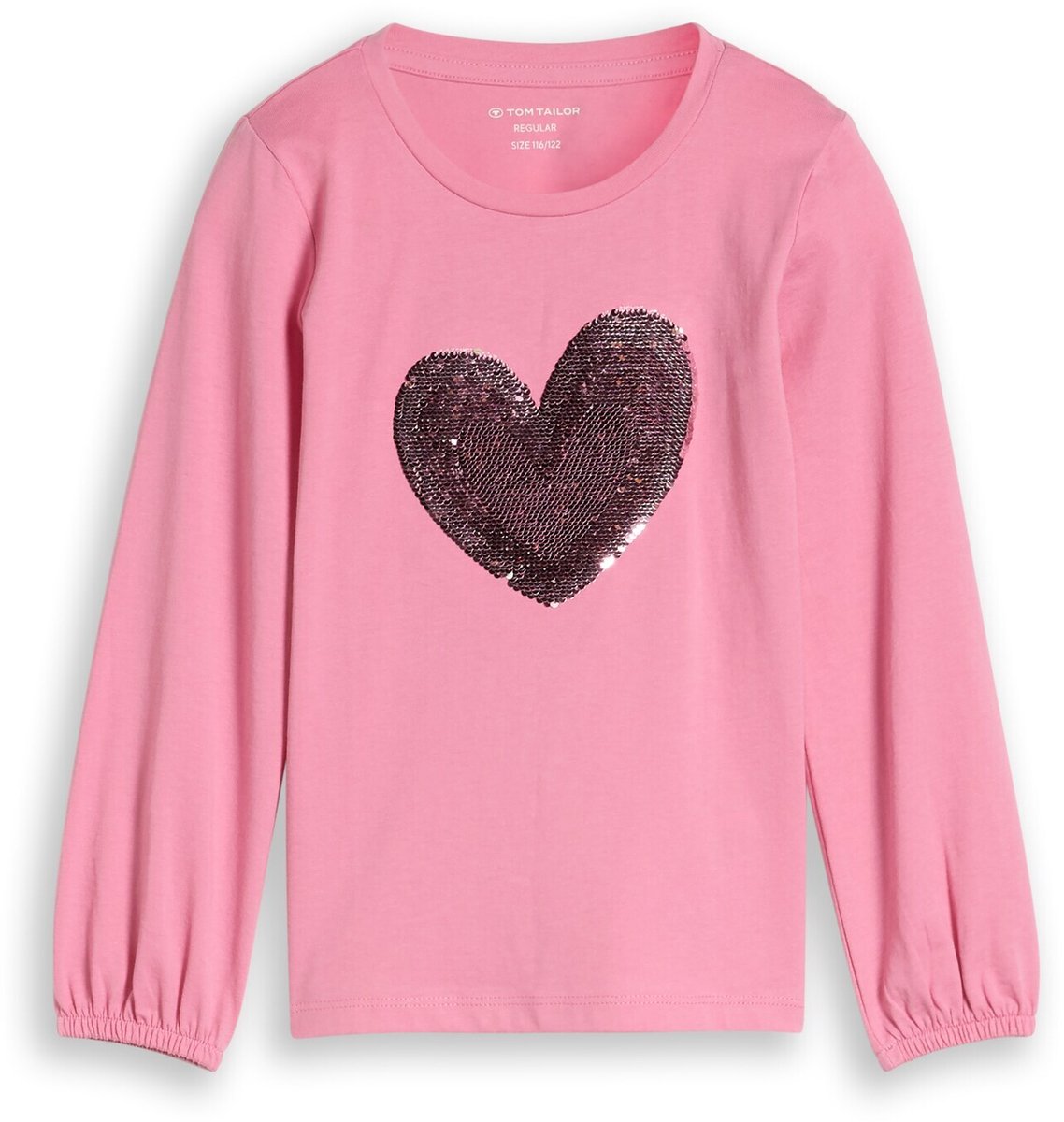 Tom Tailor - T-shirt met lange mouwen en omkeerbare pailletten - Maat 92/98 - smooth rose
