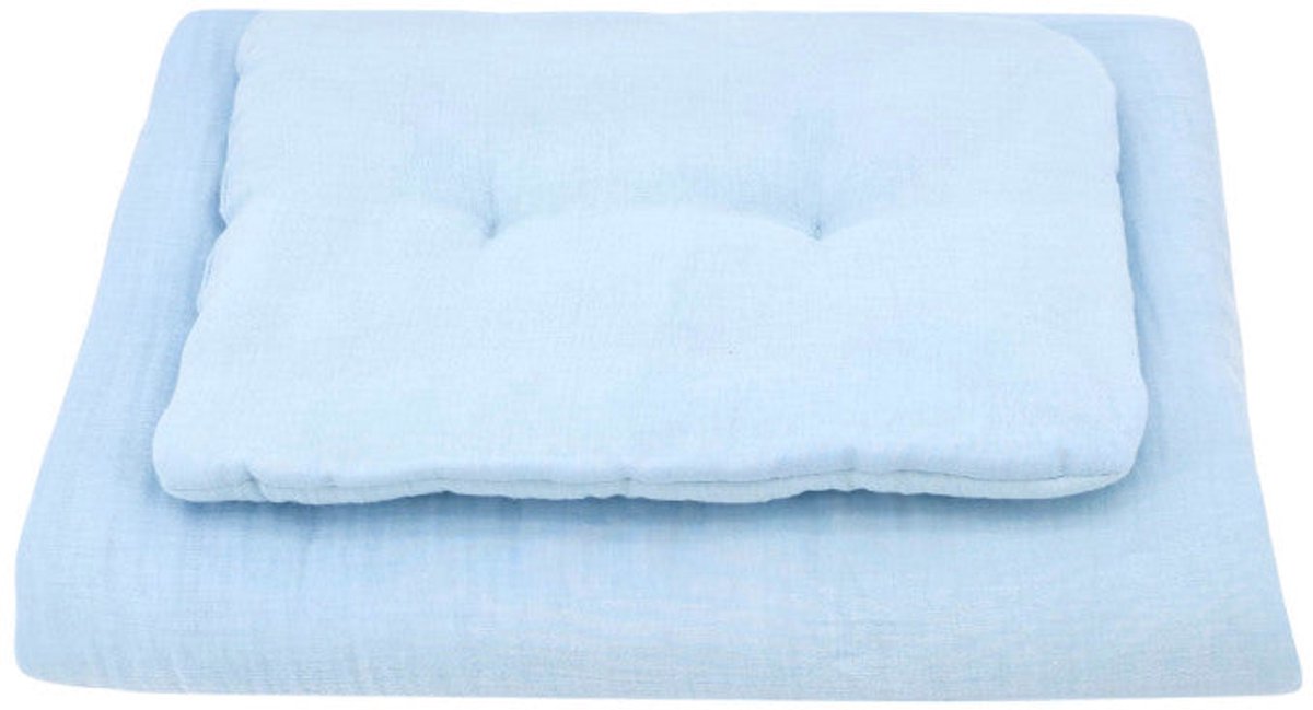 Muslin cot bedding set BLUE