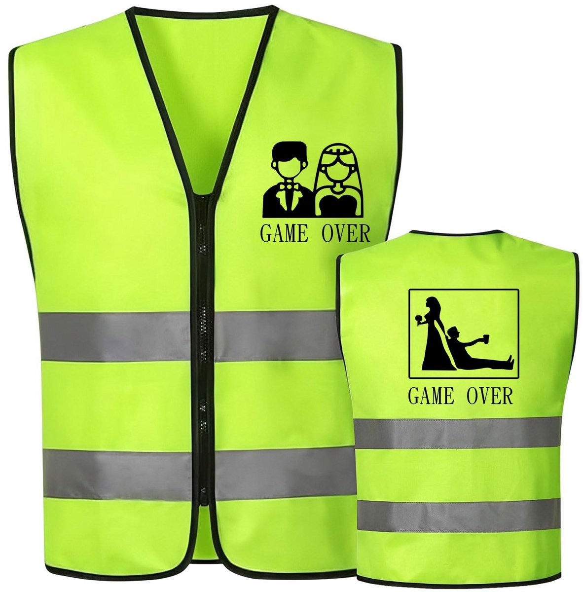 Solidchoice Herenvest - Vrijgezellenfeest - Game Over Motief - Veiligheidsvest - Accessoires - Decoratie - Cadeau-ideeën - Geschikt voor Vrijgeze...