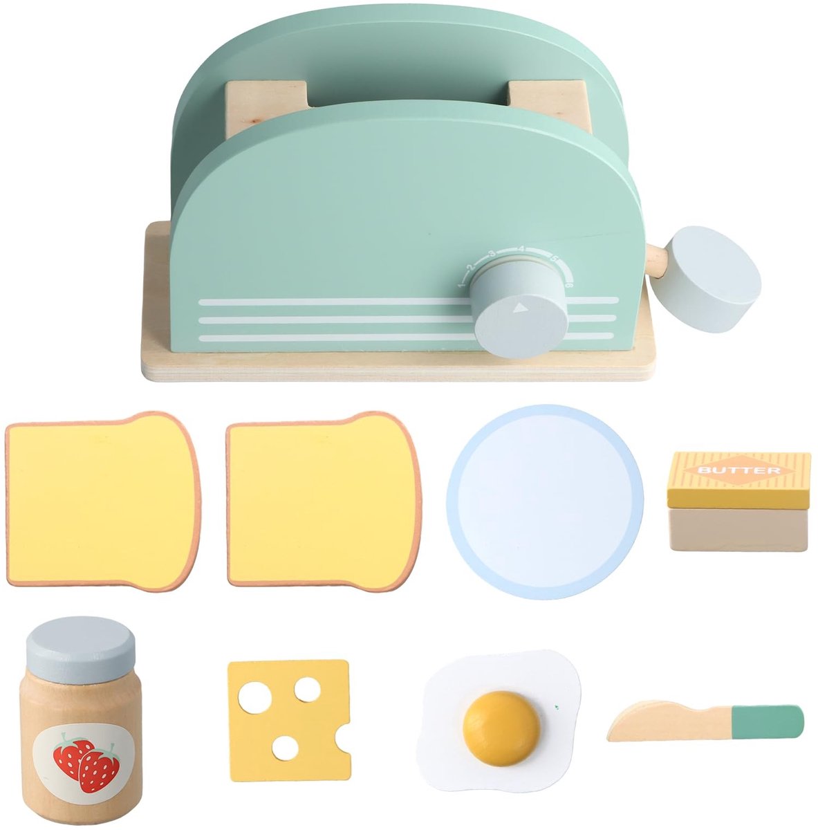 Solidchoice - Houten Kinderkeuken Accessoires Set met Broodrooster