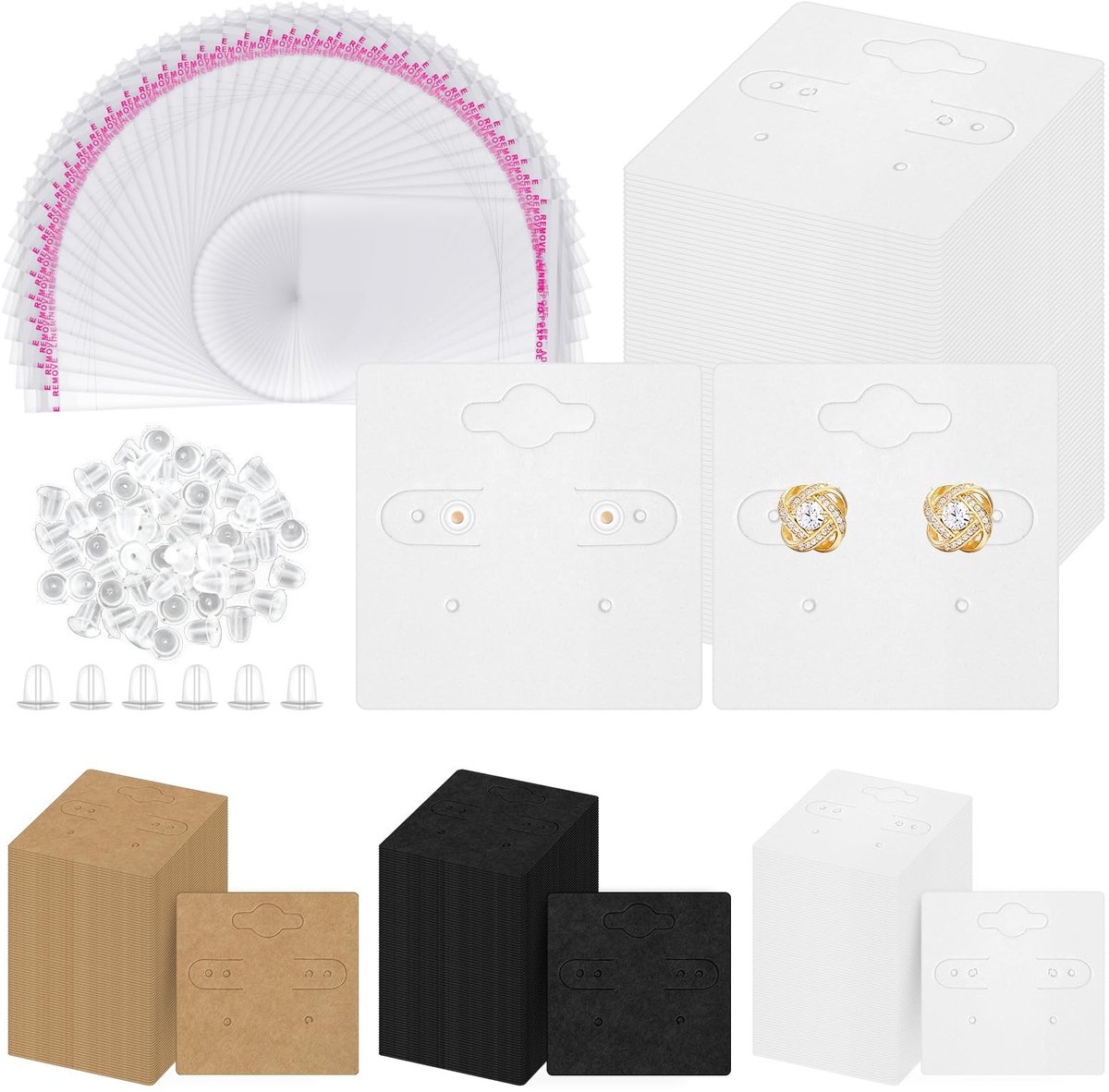Solidchoice - Set van 400 Oorbelkaarten met 6 Gaten voor Sieraden