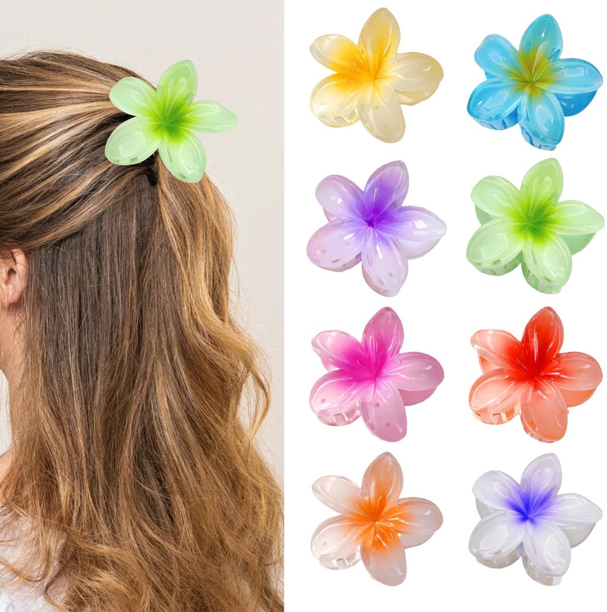 Solidchoice - Set van 8 Elegante Bloemenhaarclips voor Feestjes en Vakanties