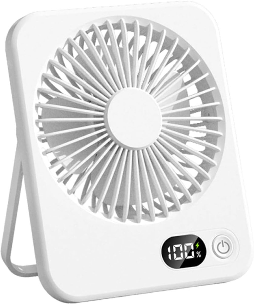 Draagbare ventilator - Mini-bureauventilator - Ventilator - Draagbaar - 5 windsnelheden - Oplaadbaar -Voor kantoor/thuis/kamperen - Wit