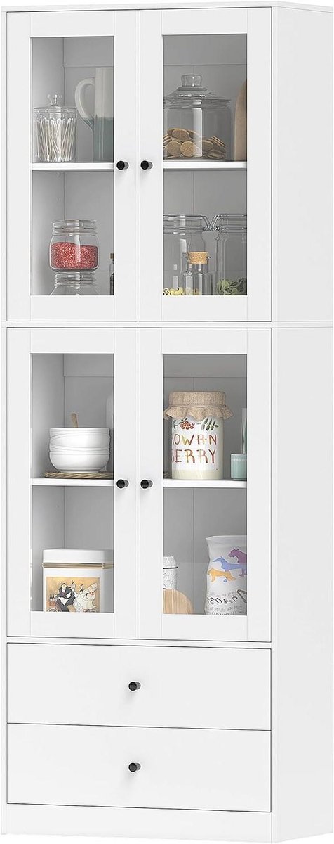Keukenkast met lades - Buffetkast opbergkast - Keuken organiseren - Verstelbare legplanken - 59 x 30 x 170 cm - Wit