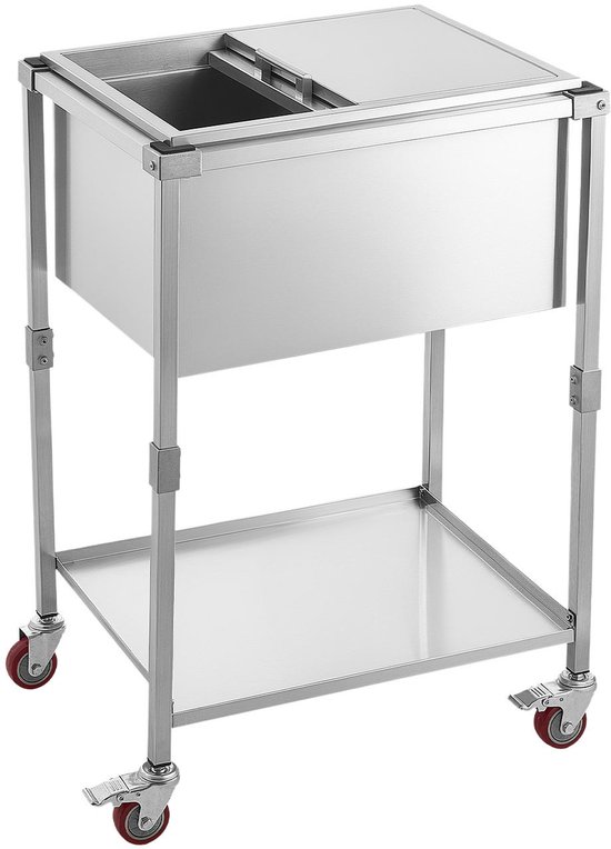 VEVOR 42,4 L Roestvrijstalen Koelwagen met Schuifdeksel en Wielen voor Drankjes, Drankwagen met Plank, Drankkoeler Op Wielen, 660 X 505 X 985 mm, voor Terras, Tuinfeesten en Bars van Vevor — afbeelding 2