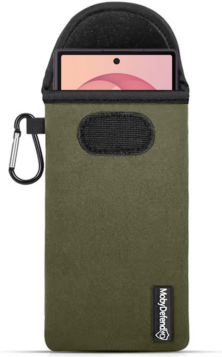 MobyDefend Hoesje - Geschikt voor Samsung Galaxy Z Fold 8 Ultra - Neopreen Pouch Met Karabijnhaak - Insteek - Riemlus - Groen
