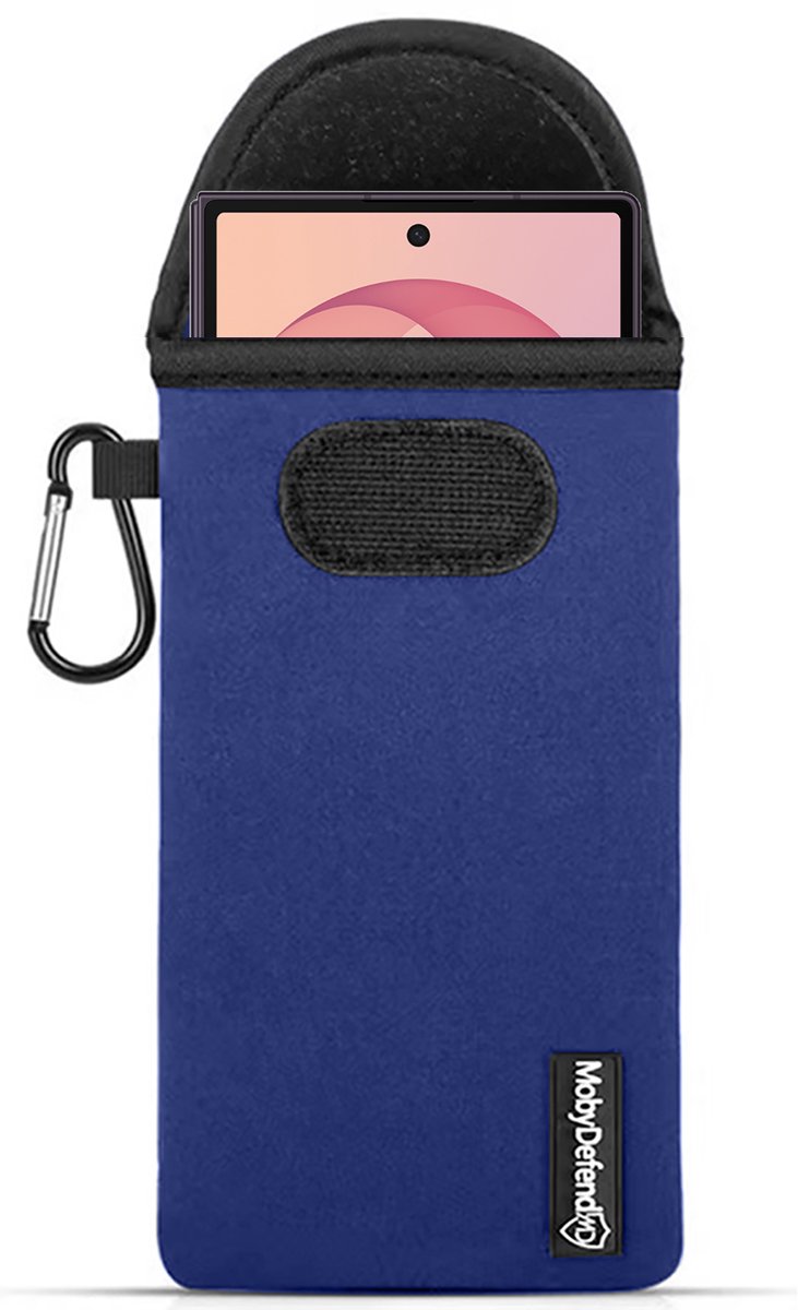 MobyDefend Hoesje - Geschikt voor Samsung Galaxy Z Fold 8 Ultra - Neopreen Pouch Met Karabijnhaak - Insteek - Riemlus - Blauw