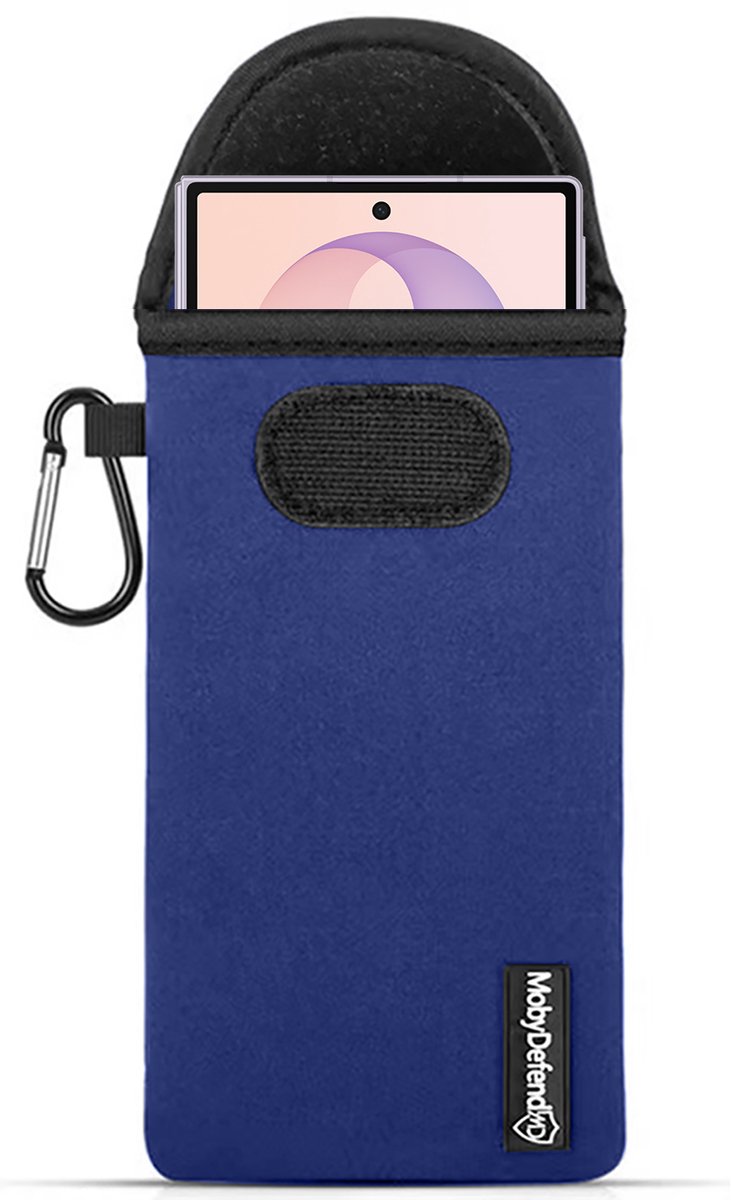 MobyDefend Hoesje - Geschikt voor Samsung Galaxy Z Fold 8 - Neopreen Pouch Met Karabijnhaak - Insteek - Riemlus - Blauw