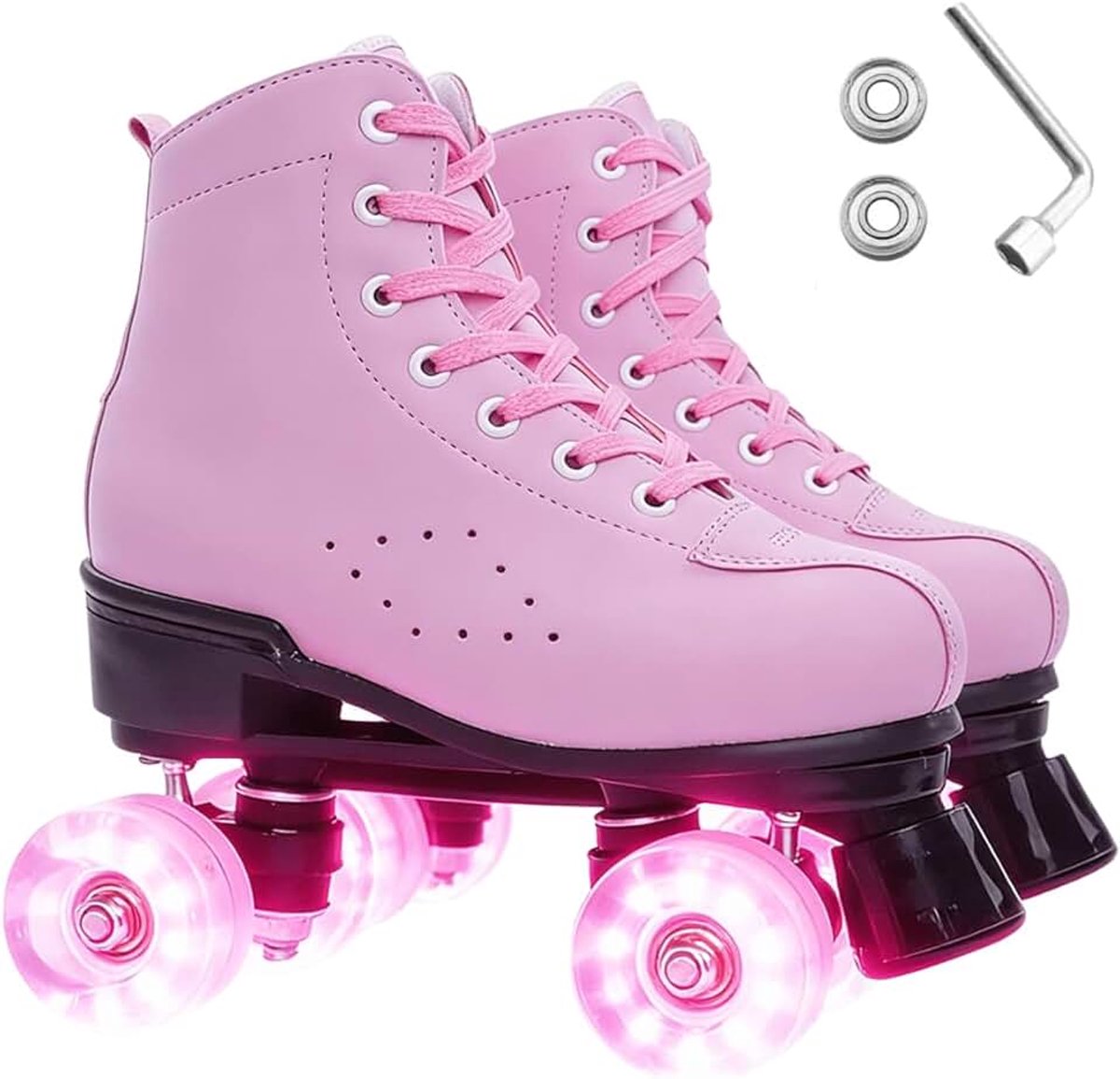 Klassieke retro rolschaatsen discorolschaatsen klassieke rollerskates voor kinderen en volwassenen comfortabele led-rolschaatsen voor jongeren en beginners. Meisjes