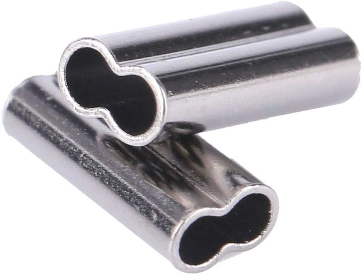 Klemhulzen, Double Barrel krimphulzen kit vislijn draadgeleider koperen buisconnectoren (100 stuks)