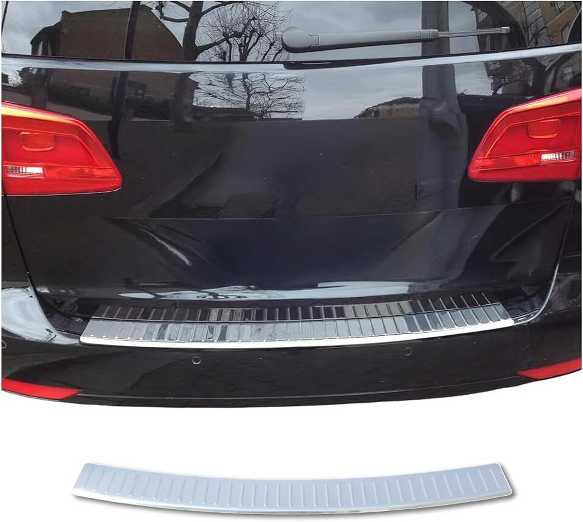 Ladekantenbescherming Bumperbeschermer compatibel met VW Touran 2010-2015 Roestvrij staal Zilver 1 stuk