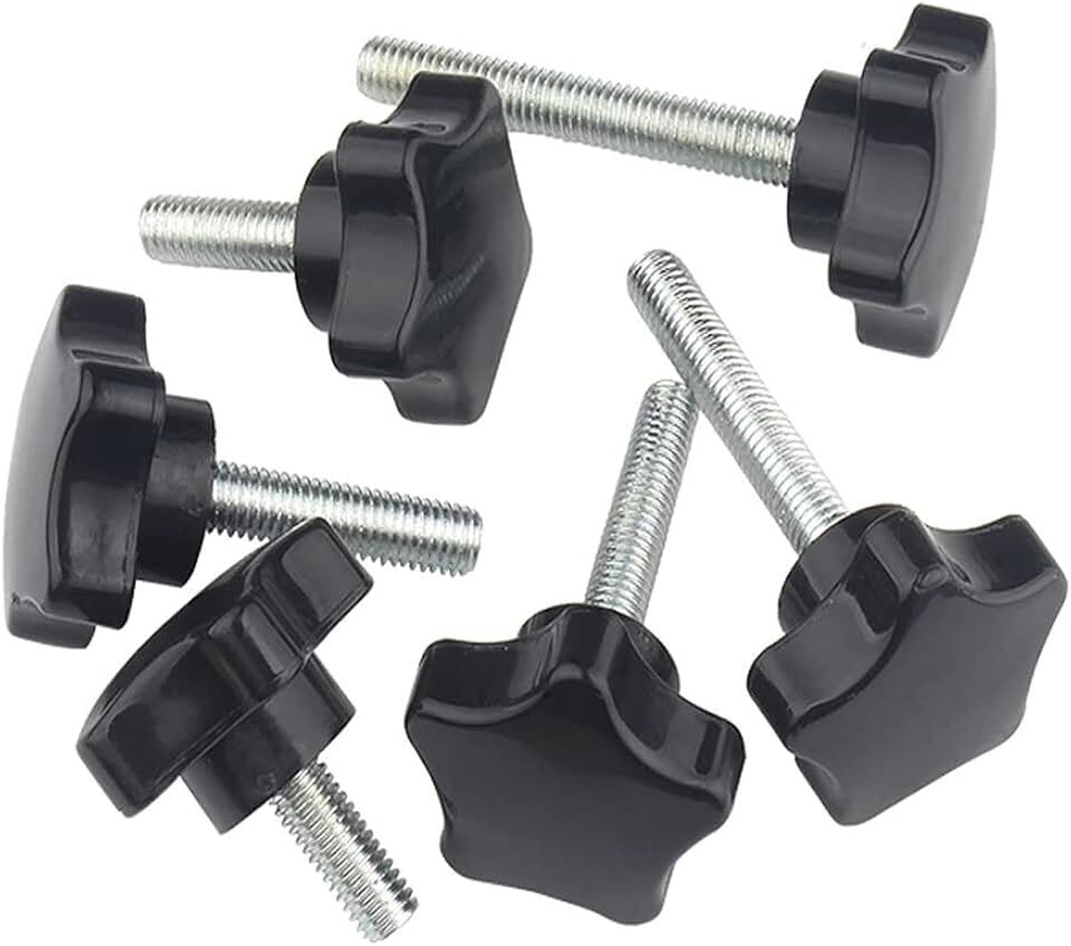 Vingerschroeven Zwart Ster Vorm Hoofd M6 Draad Klem Knop Vorm Knop Handvat Handgreep Star Knob voor Machine Tool, M6×60mm,5 pcs