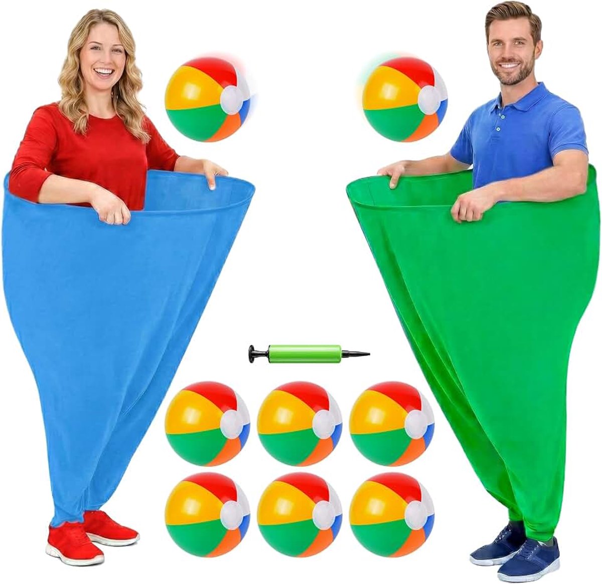 2 stuks grote Granny Pants tuinspel, spellen voor buiten, werpspel outdoor, met 8 ballen, 1 pomp, oversized oma-broekspellen voor volwassenen buiten, familiespellen in de tuin