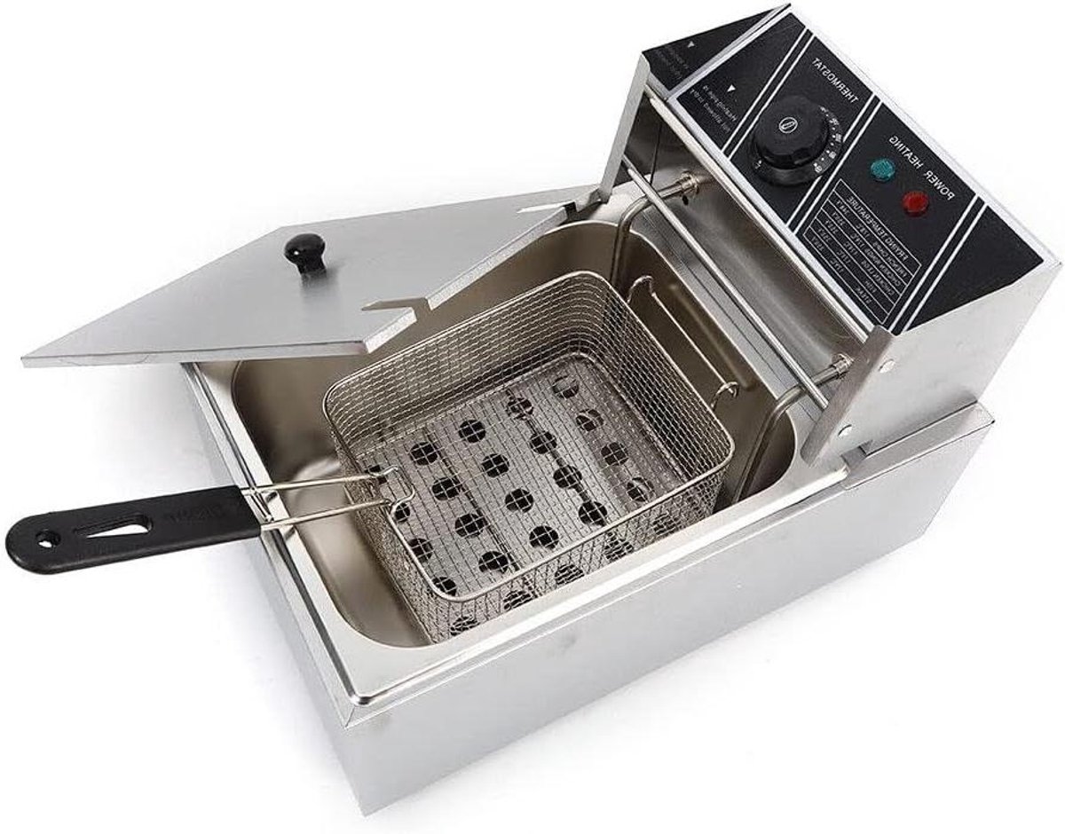 Elektrische Friteuse - Professionele Frituurpan - Thuis Frituren - Koude Zone Technologie - 6 Liter - Staalgrijs