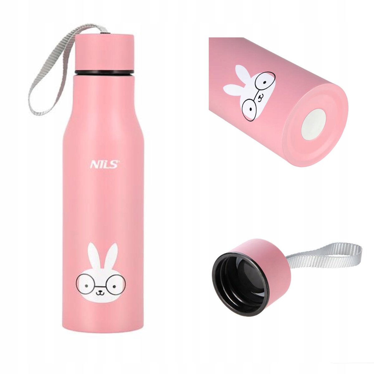 Nils Thermosbeker 500ml Konijn Roze - Houdt Drankjes Warm/Koud