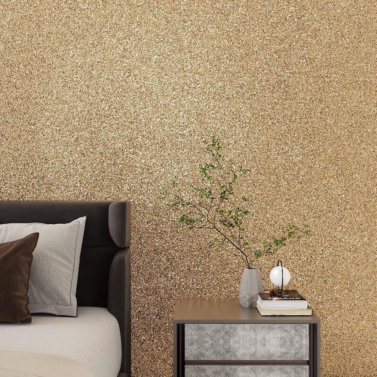 Zelfklevend papier voor meubels, champagne, 40 cm x 200 cm, zelfklevende rol voor keukenmeubels, goud, afneembaar, vinyl, waterdicht, geschenkverpakking, afneembaar