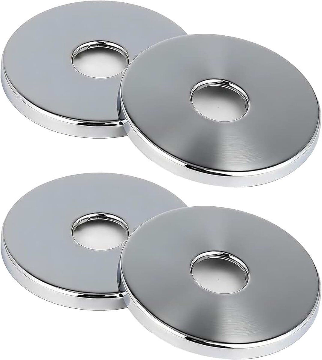 4 stuks afdekrozet roestvrij staal, rozet douchekraan 21 mm × 80 mm × 6 mm (1/2 inch) ventielgatafdekkingen rozet kraan voor mengkraan douche hoekventielen