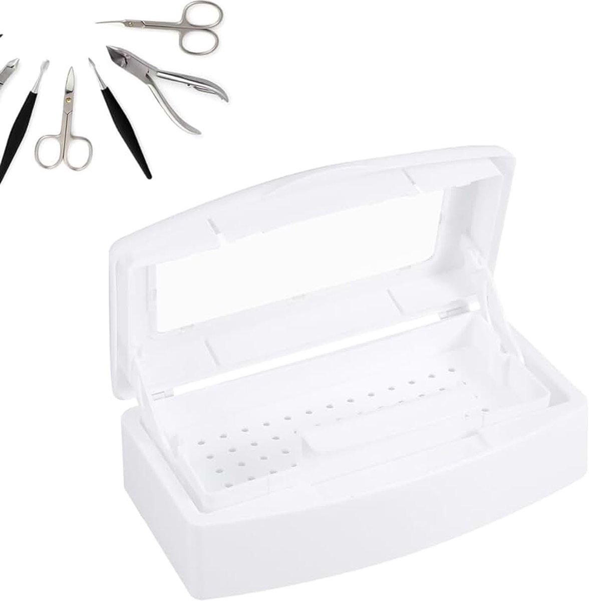 Art Tools Plastic Beauty Implement Sterilisatielade voor het desinfecteren van pincetten Nagelgereedschap