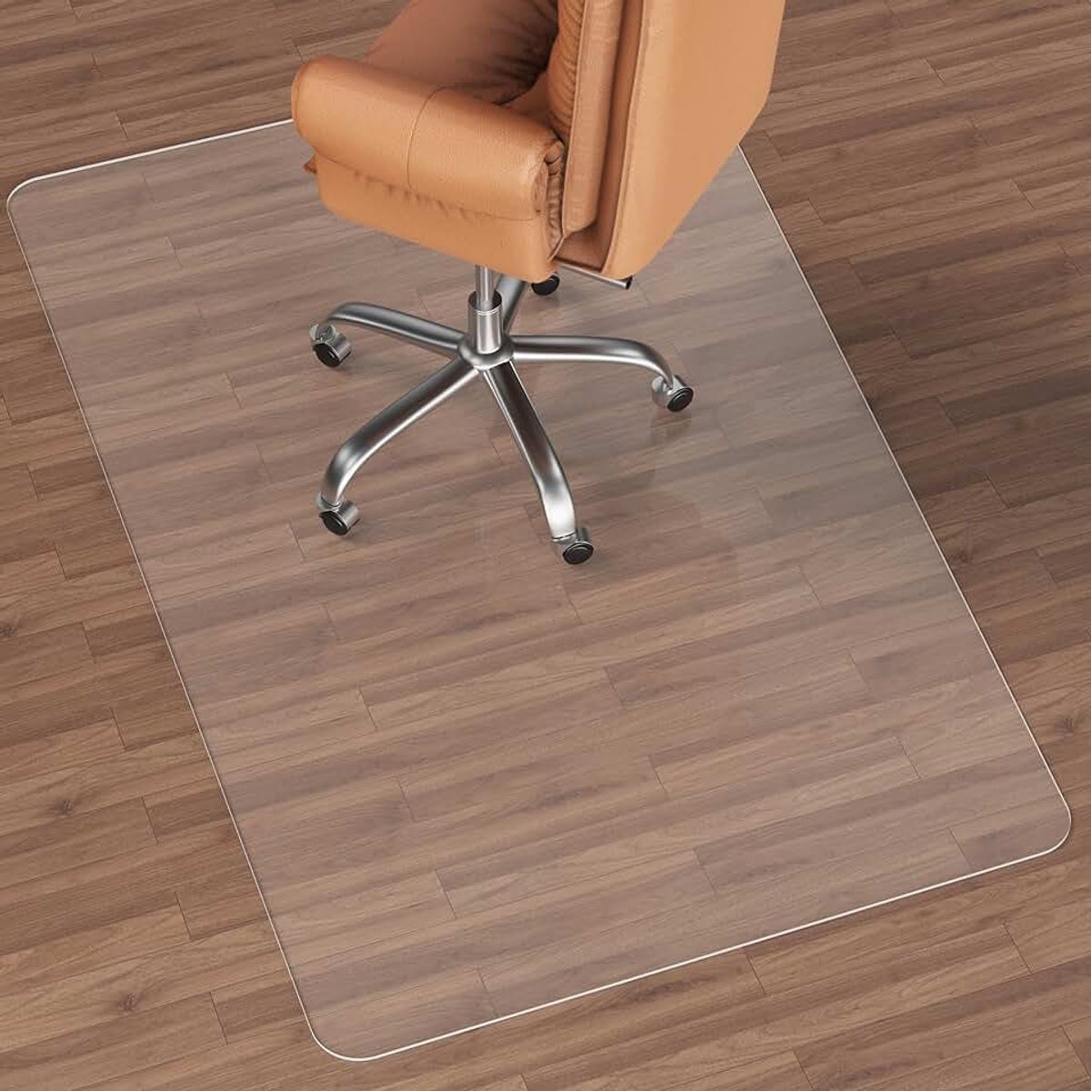 Vloerbeschermingsmat voor Harde Vloeren, 76 x 122 cm, Krasbestendig Antislip Vloermat Vloerbescherming Beschermmat voor Thuiskantoor, Transparant PVC BPA en Ftalaatvrij