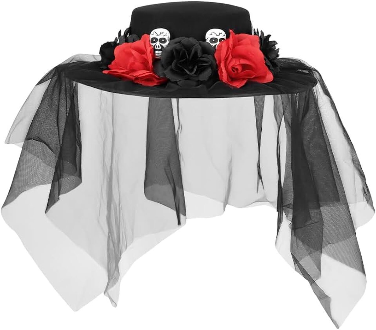 97089 - Hoed Llorona met sluier voor kostuums, Halloween en carnaval, Dia de los Muertos, Dag van de Dood Mexico
