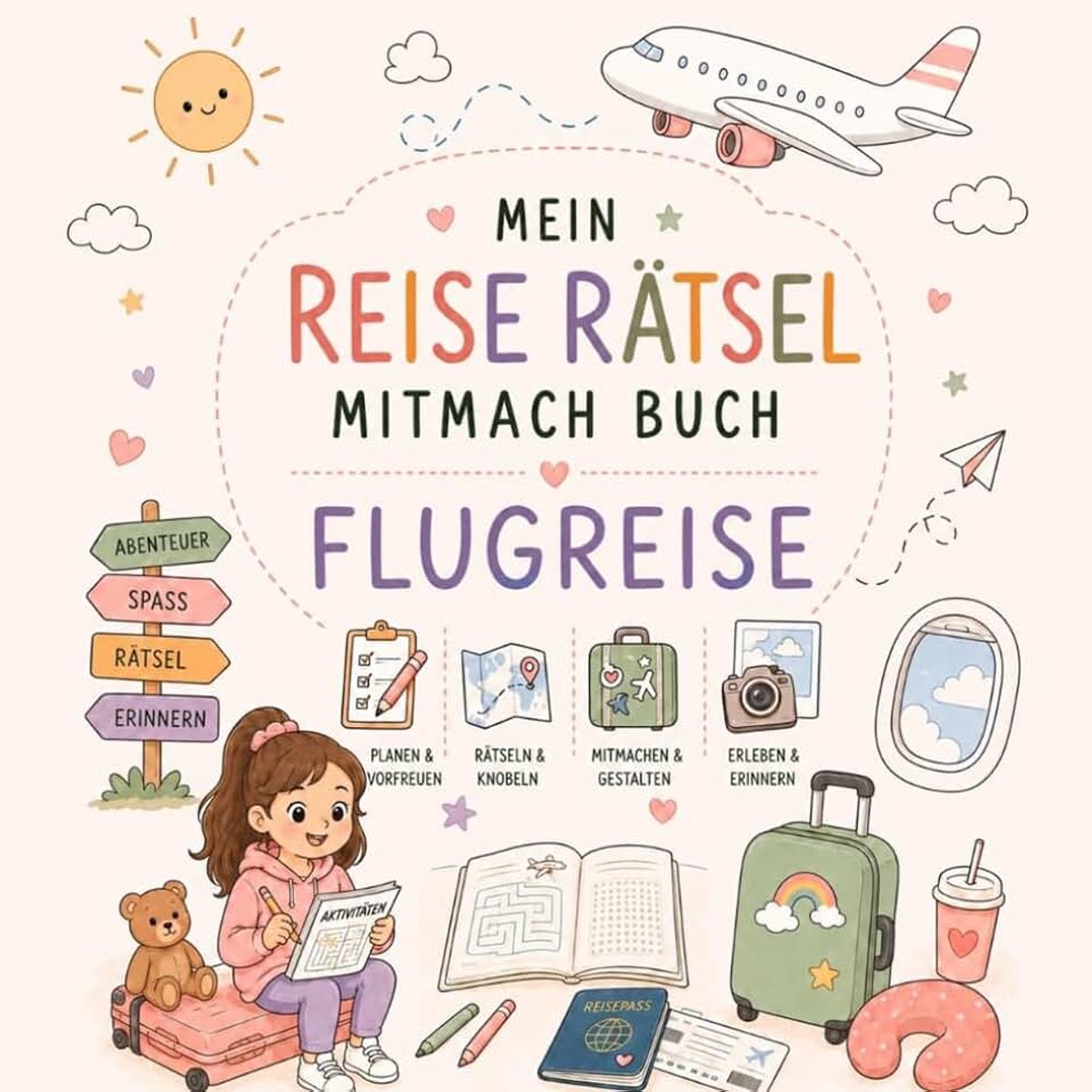Reise Rätsel Mitmachbuch FLUGREISE: Reise Rätselbuch für Kinder ab 4 Jahren – Flugreise Mitmachbuch mit Rätseln, Spielen & Beschäftigung für ... für Flugzeug, Urlaub & Reisen | 4–7 Jahre